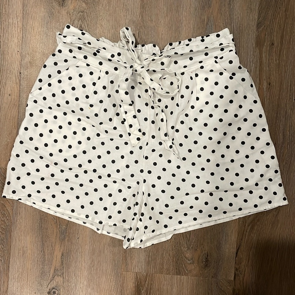 Black and White Polka Dot Paperbag Shorts